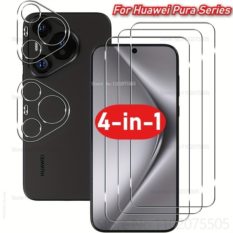 Huawei Pura 70 - [4-in-1] 2 Stück gehärtetes Glas mit